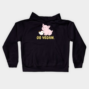 Go Vegan Cute Pig And Chicken 2 Kids Hoodie